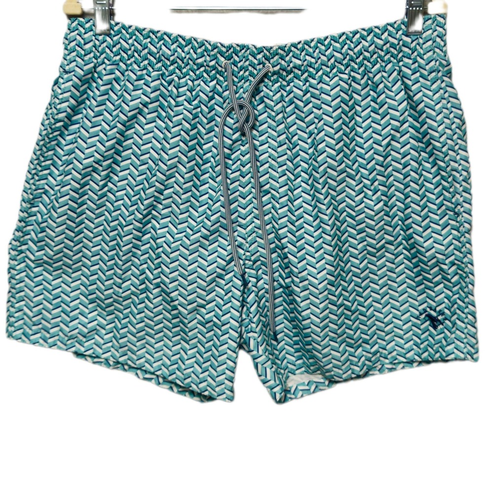 TED BAKER Swim Shorts Mens Medium Blue Lobster Geometric Drawstring Trunks